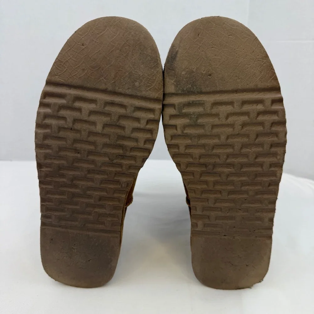 Bearpaw Emma Mid Calf Suede Boots Hickory Brown Sheepskin Lining Womens 10